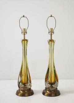  Seguso Seguso Vetri d Arte Seguso Amber Emerald Murano Lamps - 4292174