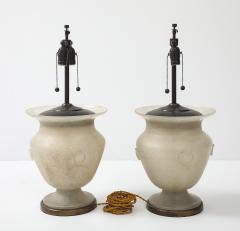  Seguso Seguso Vetri d Arte Seguso Ivory Scavo Murano Glass Urn Lamps - 4749296