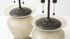  Seguso Seguso Vetri d Arte Seguso Ivory Scavo Murano Glass Urn Lamps - 4749298