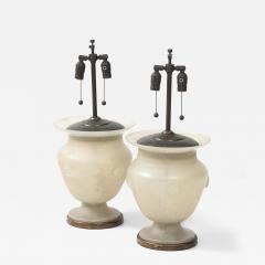  Seguso Seguso Vetri d Arte Seguso Ivory Scavo Murano Glass Urn Lamps - 4751286