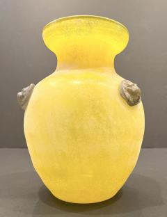  Seguso Seguso Vetri d Arte Seguso Style Italian Art Deco Style Vintage Lemon Yellow Scavo Murano Glass Vase - 3668228