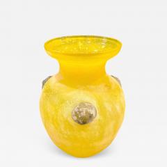  Seguso Seguso Vetri d Arte Seguso Style Italian Art Deco Style Vintage Lemon Yellow Scavo Murano Glass Vase - 3671197