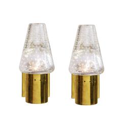  Seguso Verti d Arte Angelo Seguso Pair of Glass and Brass Sconces 1970s - 2551789