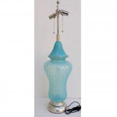  Seguso Vintage Hollywood Regency Turquoise Quilted Murano Glass Table Lamp - 1705871