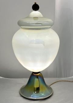  Seguso Viro 1990s Italian Pair of Tall Iridescent Glass Lamps Urns Attributed to Seguso - 3678177