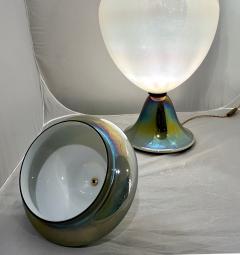  Seguso Viro 1990s Italian Pair of Tall Iridescent Glass Lamps Urns Attributed to Seguso - 3678187