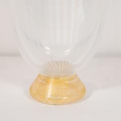  Seguso Viro Midcentury Hand Blown Murano Striated Glass Vase with 24kt Gold Flecks by Seguso - 1560051