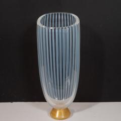  Seguso Viro Midcentury Hand Blown Murano Striated Glass Vase with 24kt Gold Flecks by Seguso - 1560055