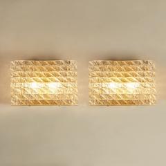  Seguso pair of Italian 1950s Seguso Murano rectangular glass and brass wall lights - 3523346