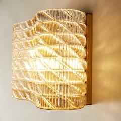  Seguso pair of Italian 1950s Seguso Murano rectangular glass and brass wall lights - 3523349