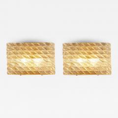  Seguso pair of Italian 1950s Seguso Murano rectangular glass and brass wall lights - 3527866