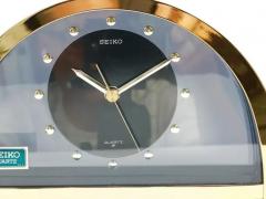  Seiko Beautiful Hollywood Regency Brass See Through Table Clock by Seiko Japan 1980s - 4067416