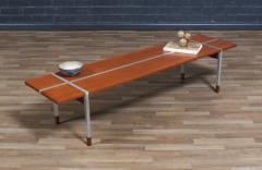  Selig Furniture Co Danish Modern Teak Bench Coffee Table w Aluminum Inlaid by Selig - 4399191