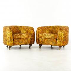  Selig Furniture Co Selig Mid Century Imperial Barrel Lounge Chairs with Casters Pair - 3694766