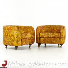  Selig Furniture Co Selig Mid Century Imperial Barrel Lounge Chairs with Casters Pair - 3694767