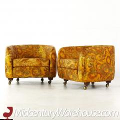  Selig Furniture Co Selig Mid Century Imperial Barrel Lounge Chairs with Casters Pair - 3694768