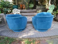  Selig Furniture Co Striking Pair of Selig Wide Barrel Back Swivel Lounge Chairs Mid Century Modern - 1737905