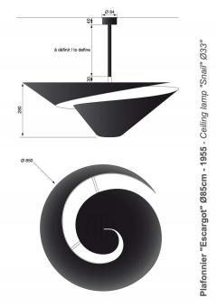  Serge Mouille USA Large Serge Mouille Snail Ceiling Lamp - 1816810