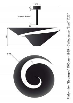  Serge Mouille USA Large Serge Mouille Snail Ceiling Lamp - 1816811