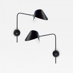  Serge Mouille USA Pair of Serge Mouille Antony Wall Lamps in Black - 2436236