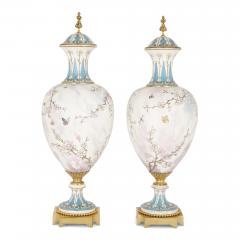  Sevres Manufacture Nationale de S vres Two large gilt bronze mounted Rococo style white porcelain vases - 1274579