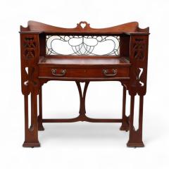  Shapland Petter Shapland Petter Arts Crafts Mahogany Desk with a Pierced Heart to the Top - 4185907