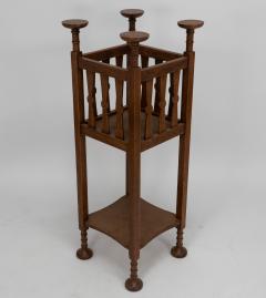  Shapland Petter Shapland Petter Arts Crafts oak plantstand with Voysey style disc finials  - 4188491