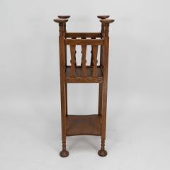  Shapland Petter Shapland Petter Arts Crafts oak plantstand with Voysey style disc finials  - 4188492