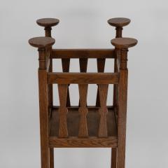  Shapland Petter Shapland Petter Arts Crafts oak plantstand with Voysey style disc finials  - 4188493
