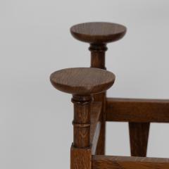  Shapland Petter Shapland Petter Arts Crafts oak plantstand with Voysey style disc finials  - 4188494