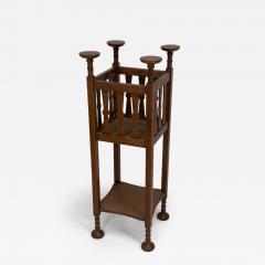  Shapland Petter Shapland Petter Arts Crafts oak plantstand with Voysey style disc finials  - 4234527