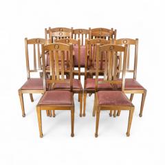  Shapland Petter Shapland Petter Set Ten Arts Crafts Oak Dining Chairs with Matching Settee - 4185919