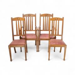  Shapland Petter Shapland Petter Set Ten Arts Crafts Oak Dining Chairs with Matching Settee - 4185920