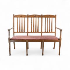  Shapland Petter Shapland Petter Set Ten Arts Crafts Oak Dining Chairs with Matching Settee - 4185922