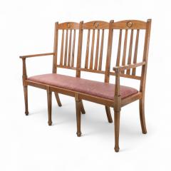  Shapland Petter Shapland Petter Set Ten Arts Crafts Oak Dining Chairs with Matching Settee - 4185923