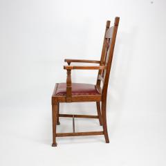  Shapland Petter Shapland Petter Substantial Arts Crafts Oak Armchair with Floral Decoration - 4185885