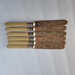  Sheffield Antique English Sheffield EPNS A1 Silverplate 6 Butter Knives Decorative Pattern - 2609547