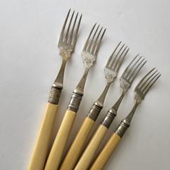  Sheffield Antique English Sheffield EPNS A1 Silverplate Five Dainty Forks Floral Design - 2610232