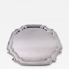  Sheffield Traditional English Georgian Square Cartouche Salver Tray 1930 - 4546043