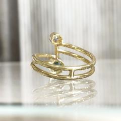  Shimell Madden Blue Green Tourmaline White Diamond Gold Double Stone Ring Shimell Madden - 4701287