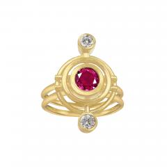  Shimell Madden Brilliant Pink Sapphire White Diamond Yellow Gold Galaxy Ring Shimell Madden - 4714271