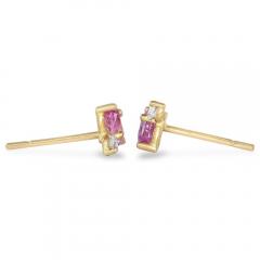  Shimell Madden Pink Sapphire White Diamond Yellow Gold Duo Stud Earrings Shimell Madden - 4701368