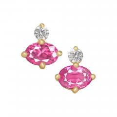  Shimell Madden Pink Sapphire White Diamond Yellow Gold Duo Stud Earrings Shimell Madden - 4748602