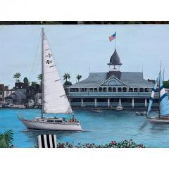  Shirley Piha California Oil Painting of Newport Balboa Harbor Painting by Shirley Piha - 2899812