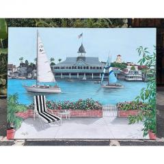  Shirley Piha California Oil Painting of Newport Balboa Harbor Painting by Shirley Piha - 2899815