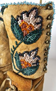  Shoshone Indians Pair of Plateau Beaded Childs High Top Moccasins circa 1890 - 69011