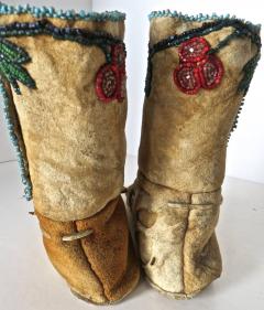  Shoshone Indians Pair of Plateau Beaded Childs High Top Moccasins circa 1890 - 69018