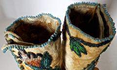  Shoshone Indians Pair of Plateau Beaded Childs High Top Moccasins circa 1890 - 69019