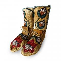  Shoshone Indians Pair of Plateau Beaded Childs High Top Moccasins circa 1890 - 69208