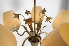  Sieva OY Brass and Glass Ornamental Chandelier by Siev Oy Finland 1950s - 4556371